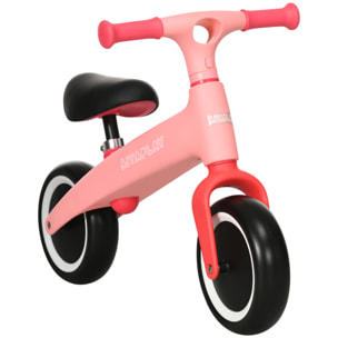 Bicicleta sin Pedales para Niños de 18-36 Meses Bicicleta de Equilibrio con Asiento Ajustable en Altura Carga 25 kg 67,5x32x44 cm Rosa