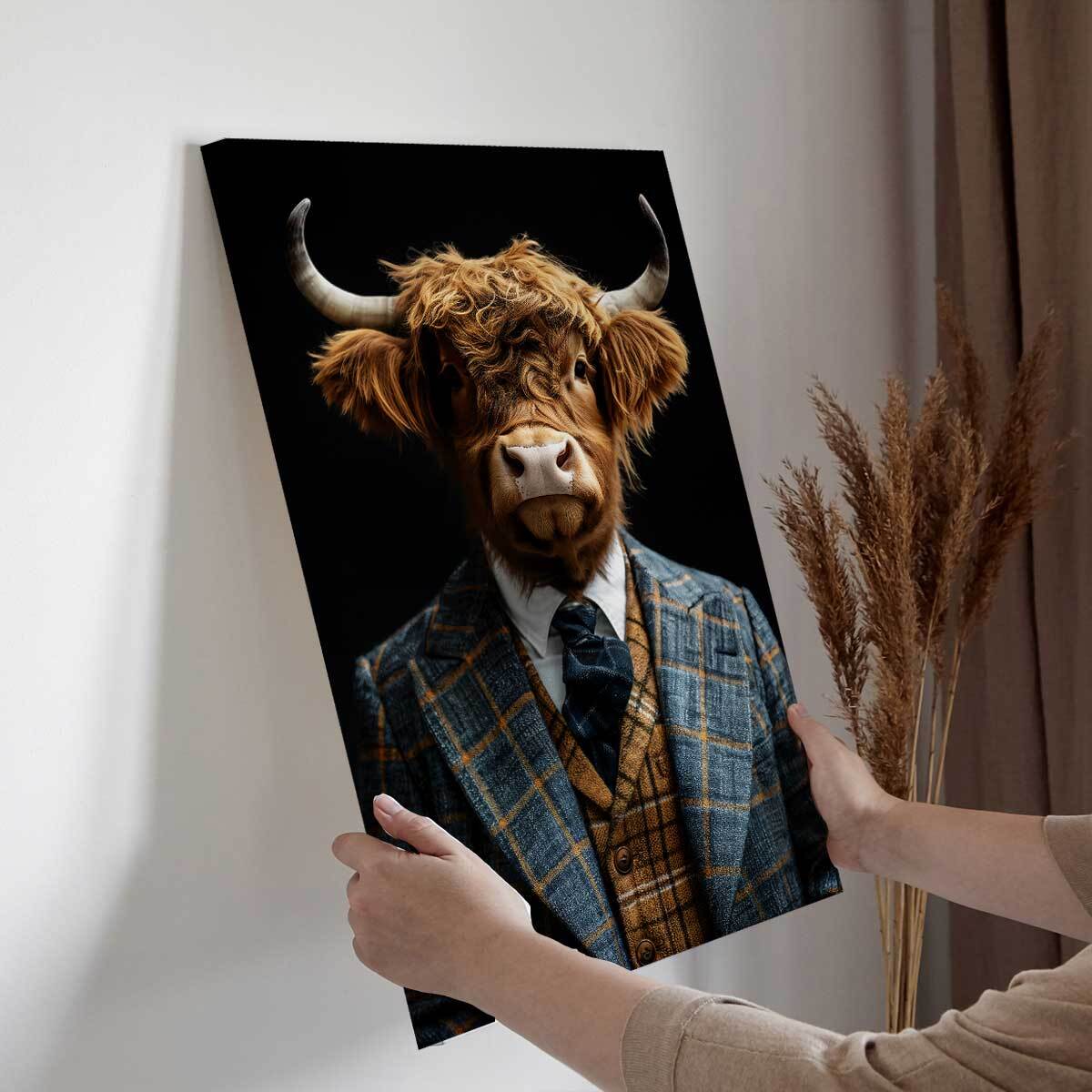 Tableau animaux habillés Highlander wild suits Toile imprimée
