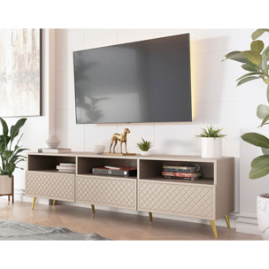 Sorolla - meuble tv - 3 tiroirs et 3 niches - 195 cm - Beige