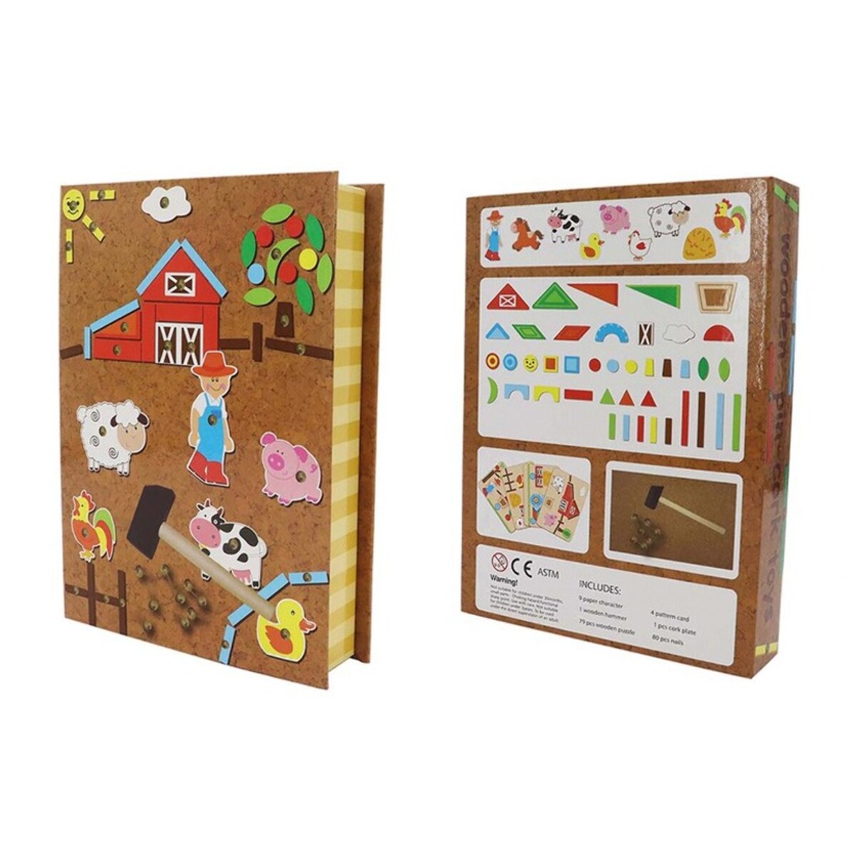 WOODEN PIN-CORK FARM TAP A SHAPE SET - JUEGO EDUCATIVO