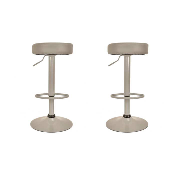 Tabouret De Bar Reglable Mumford Gris - Lot De 2