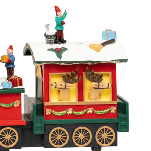 Village lumineux train Père Noël bonhomme de neige 12 LED musical