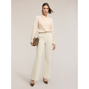 Motivi - Pantaloni flare in tessuto armaturato - Bianco