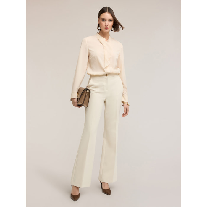 Motivi - Pantaloni flare in tessuto armaturato - Bianco