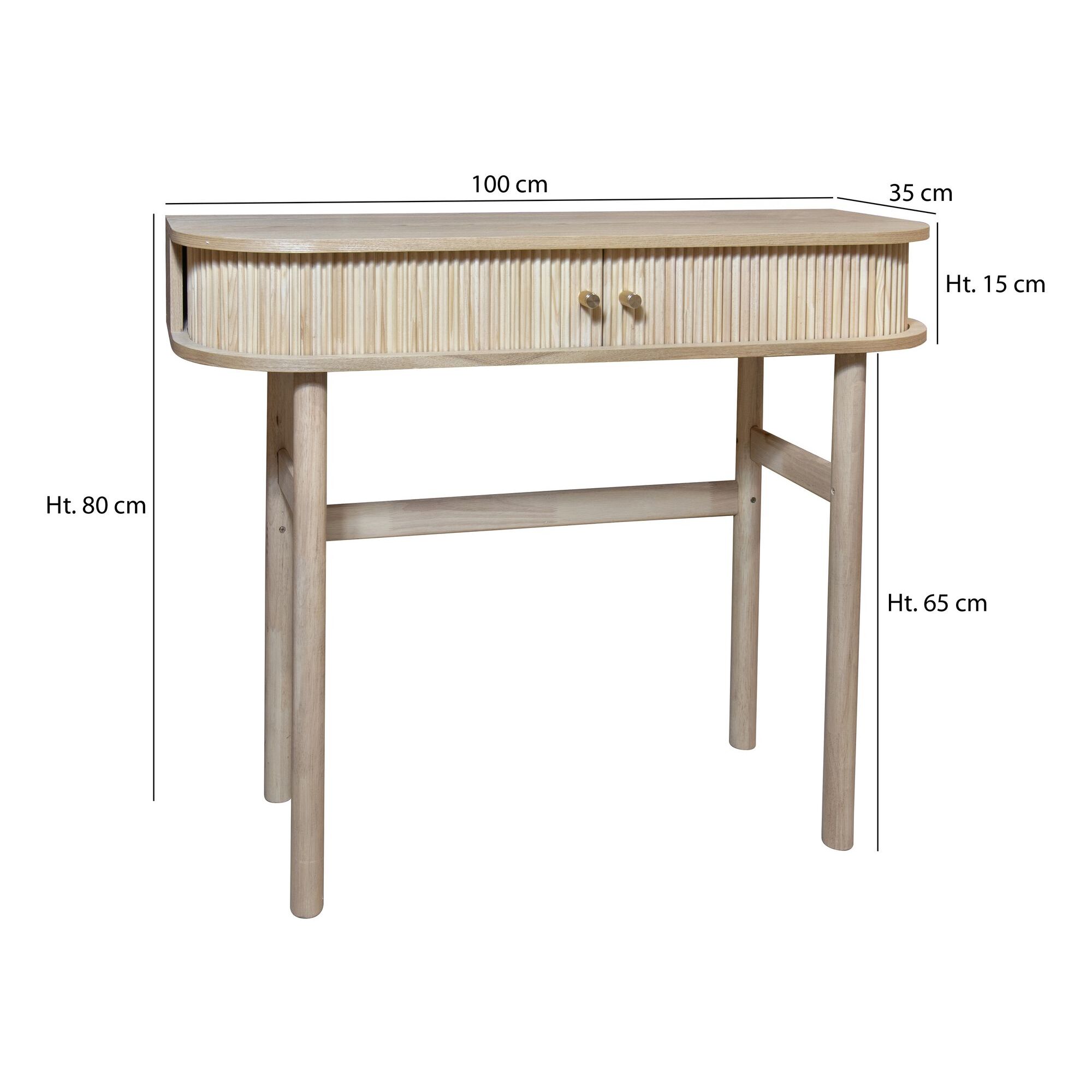 Console en bois clair avec portes coulissantes HECTOR