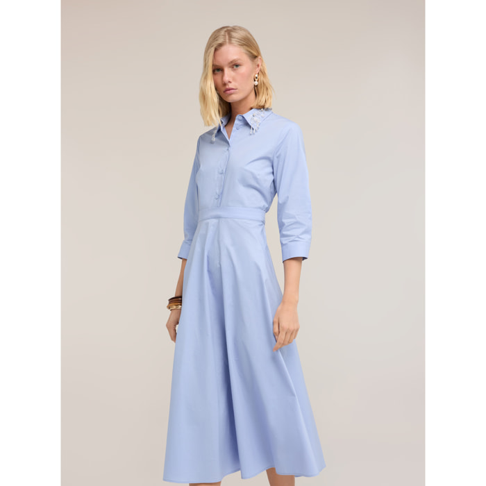 Motivi - Vestito chemisier con colletto gioiello - Azzurro
