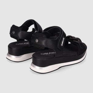 Sandalias de Piel Sintética - Negro - Tacón: 5 cm