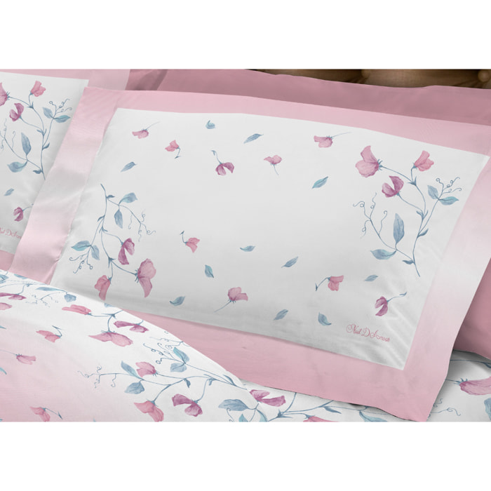 Completo Lenzuola In Calda Flanella Made In Italy Linea Europa Peaflower Rosa