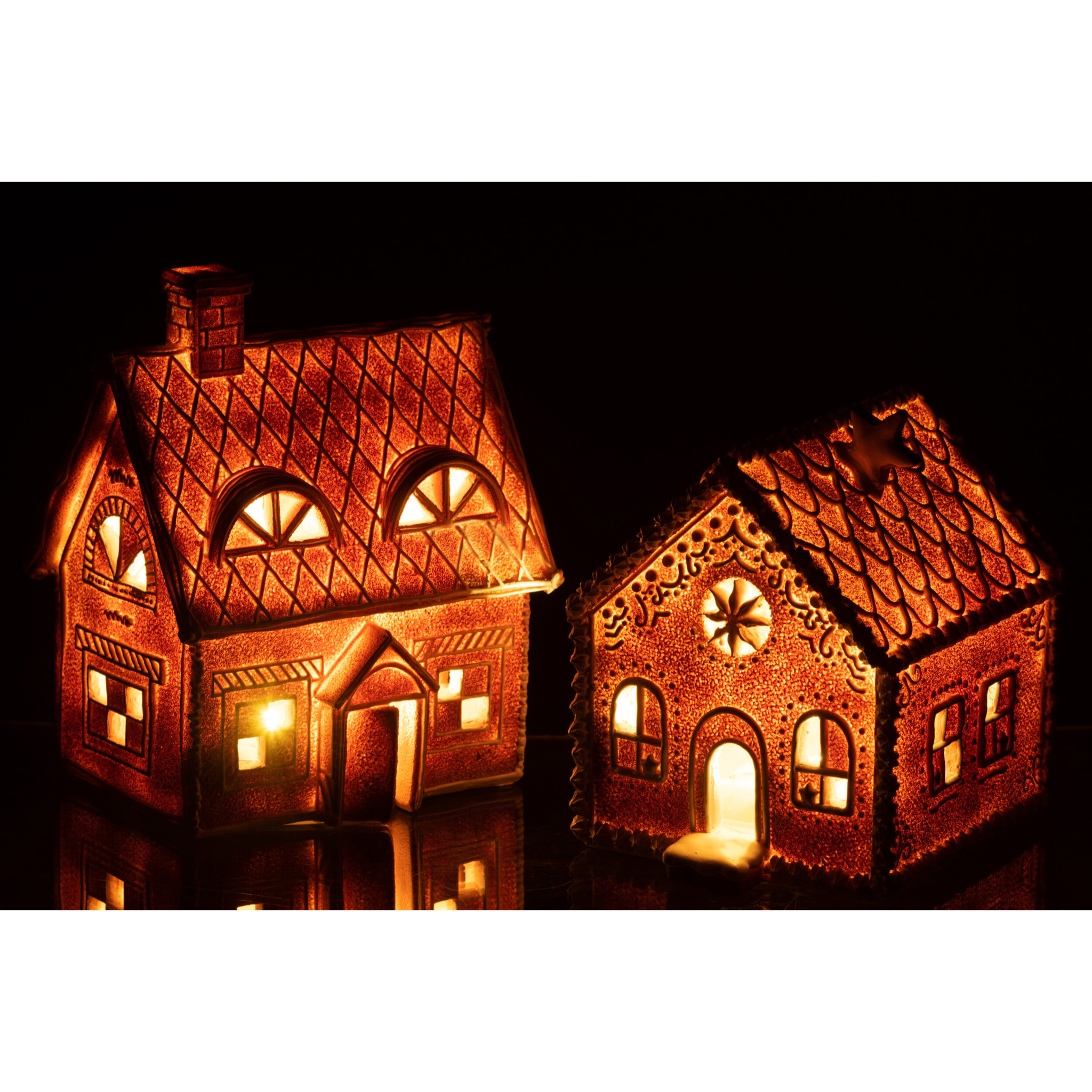 J-Line décoration Maison En Pain D'epice Rectangle - polyrésine - marron - large - LED