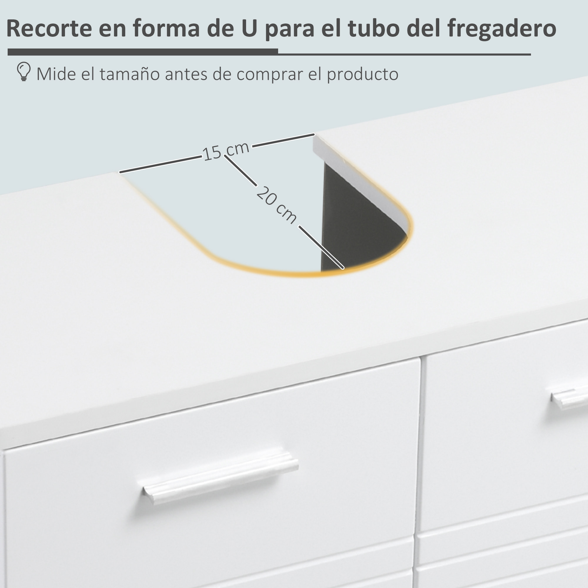 kleankin Mueble para Debajo del Lavabo Armario de Baño de Pared con 2 Puertas y Estante Interior Ajustable Estilo Moderno 60x30x62,5 cm Blanco