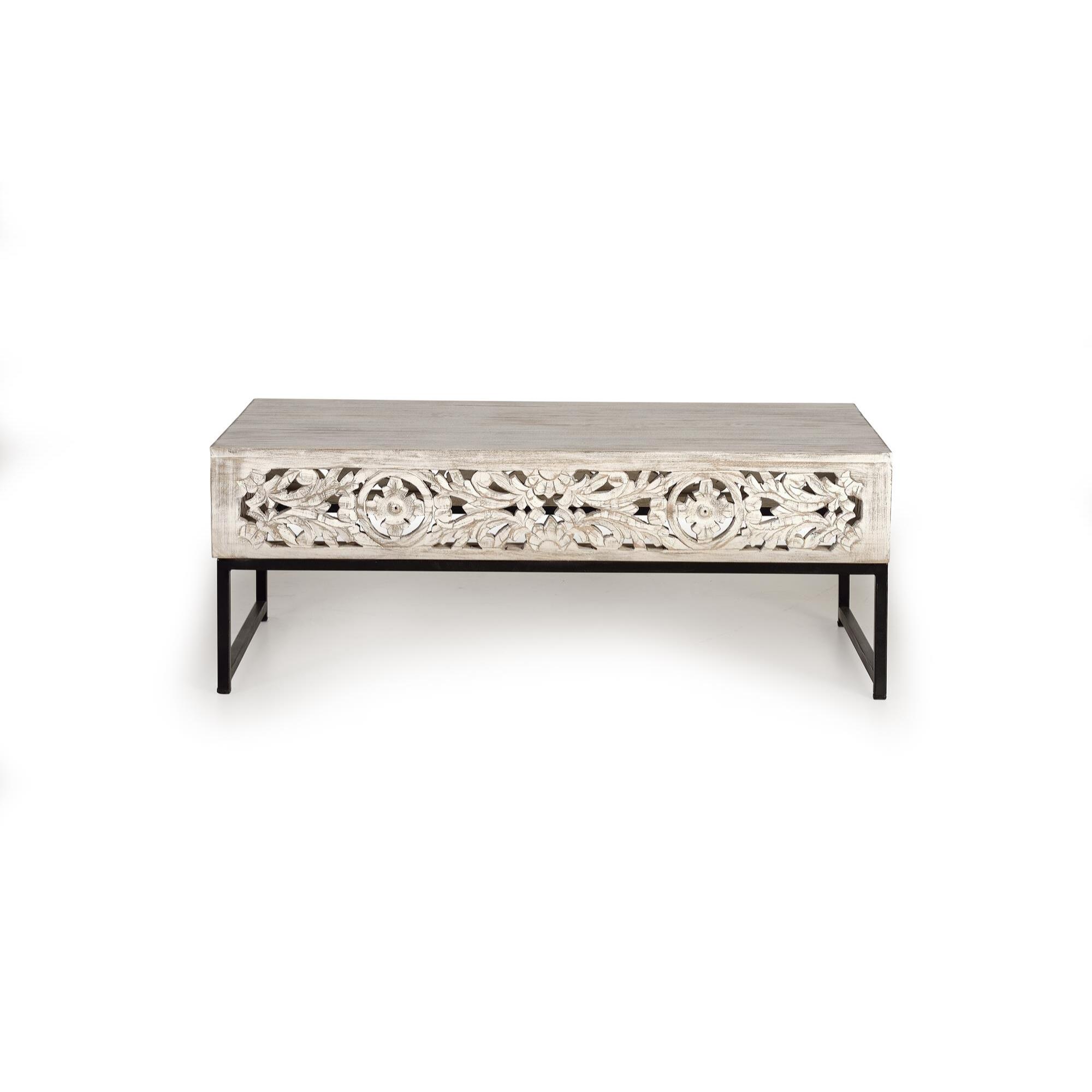 Mesa de centro - madera de mango y metal - 40x110x60cm