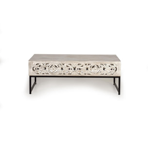 Mesa de centro - madera de mango y metal - 40x110x60cm