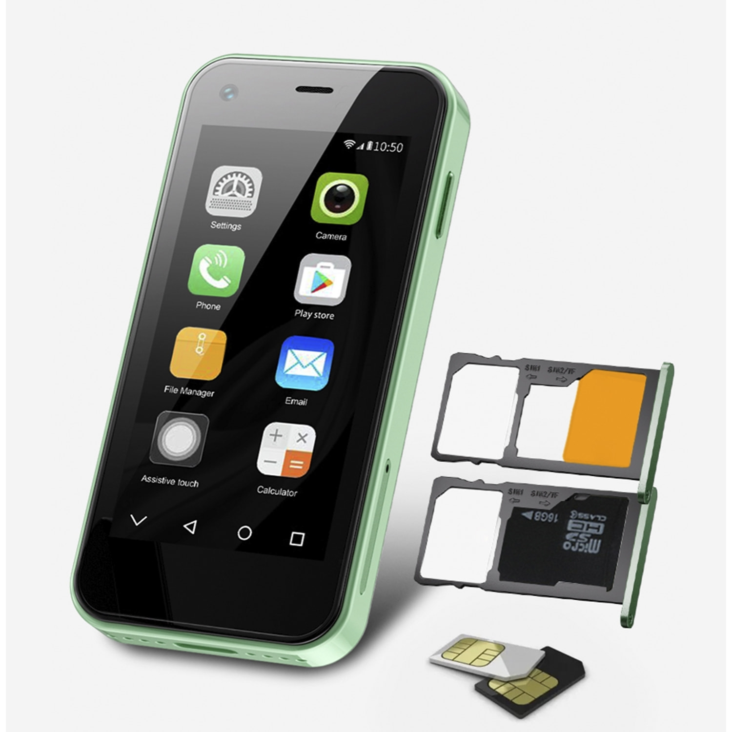 DAM  Smartphone Mini XS13 3G, Android 6.0, 1GB RAM + 8GB. Schermo da 2,4''. 4,1x1,1x8,4 cm. Colore bianco