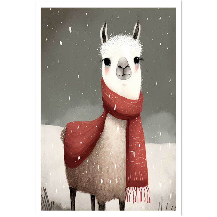 Affiche enfant lama sous la neige  Affiche seule