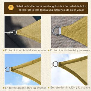 Toldo Vela de Sombra Rectangular 6x4 m Toldo de Terraza Protección Rayos UV para Exterior Patio Jardín Beige