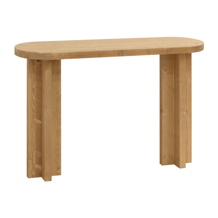 Console en bois massif ton chêne moyen 120x80cm Hauteur: 80 Longueur: 120 Largeur: 35
