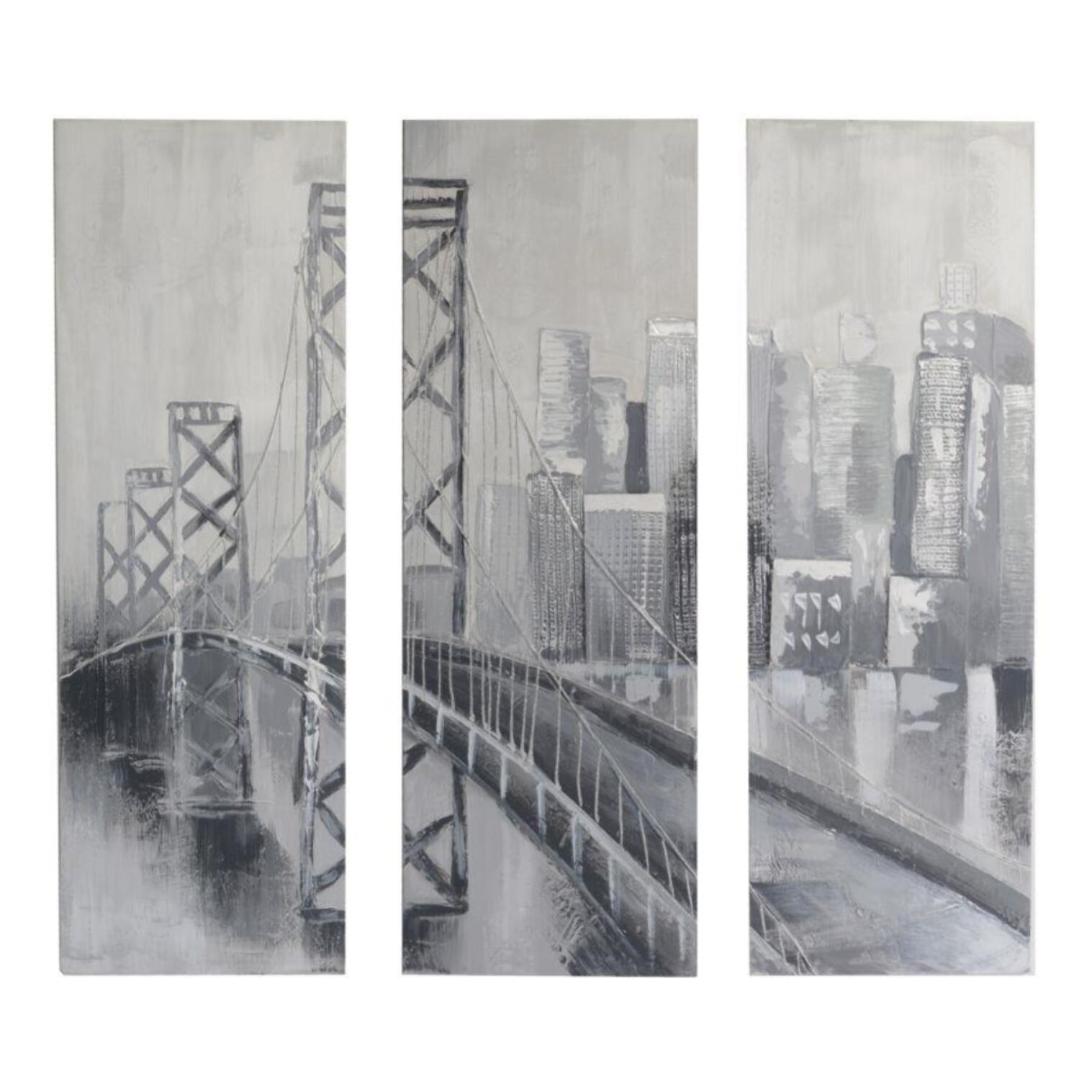 Quadro dipinto ponte set da 3 pezzi cm40x120x3