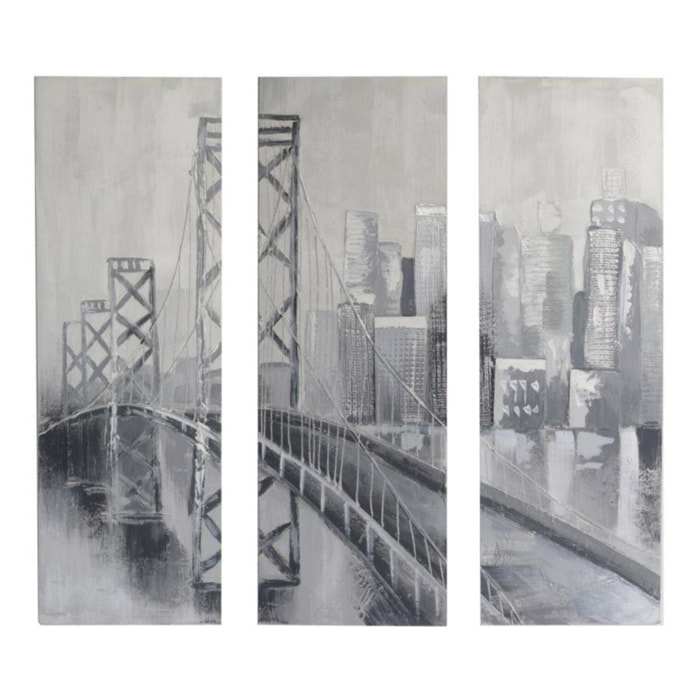 Quadro dipinto ponte set da 3 pezzi cm40x120x3