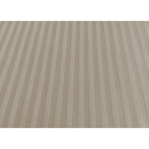 Completo Lenzuola 100% Raso Cotone Rigato 5mm Tinta Unita Tortora