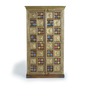 Armario de Madera de Acacia 100 Cm Estilo Artesanal Étnico
