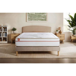 Ensemble Matelas Le Paisible - 24cm - Mémoire de forme - Matériaux éco-responsable - Sommier Tapissier Beige