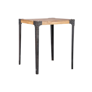 Table haute industrielle carrée en bois manguier massif et métal  L88 cm MADISON