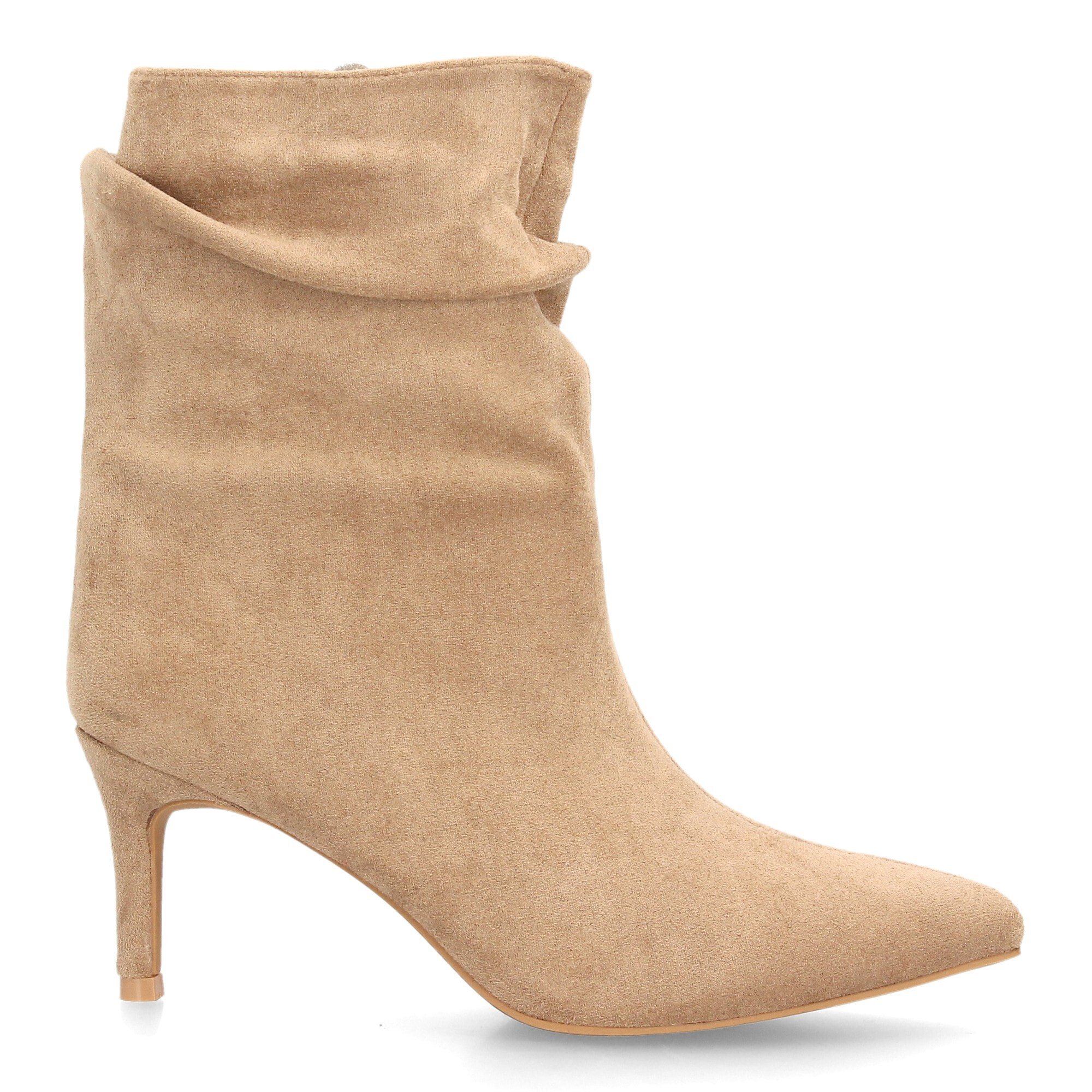 Botines de tacón fino con caña arrugada para mujer