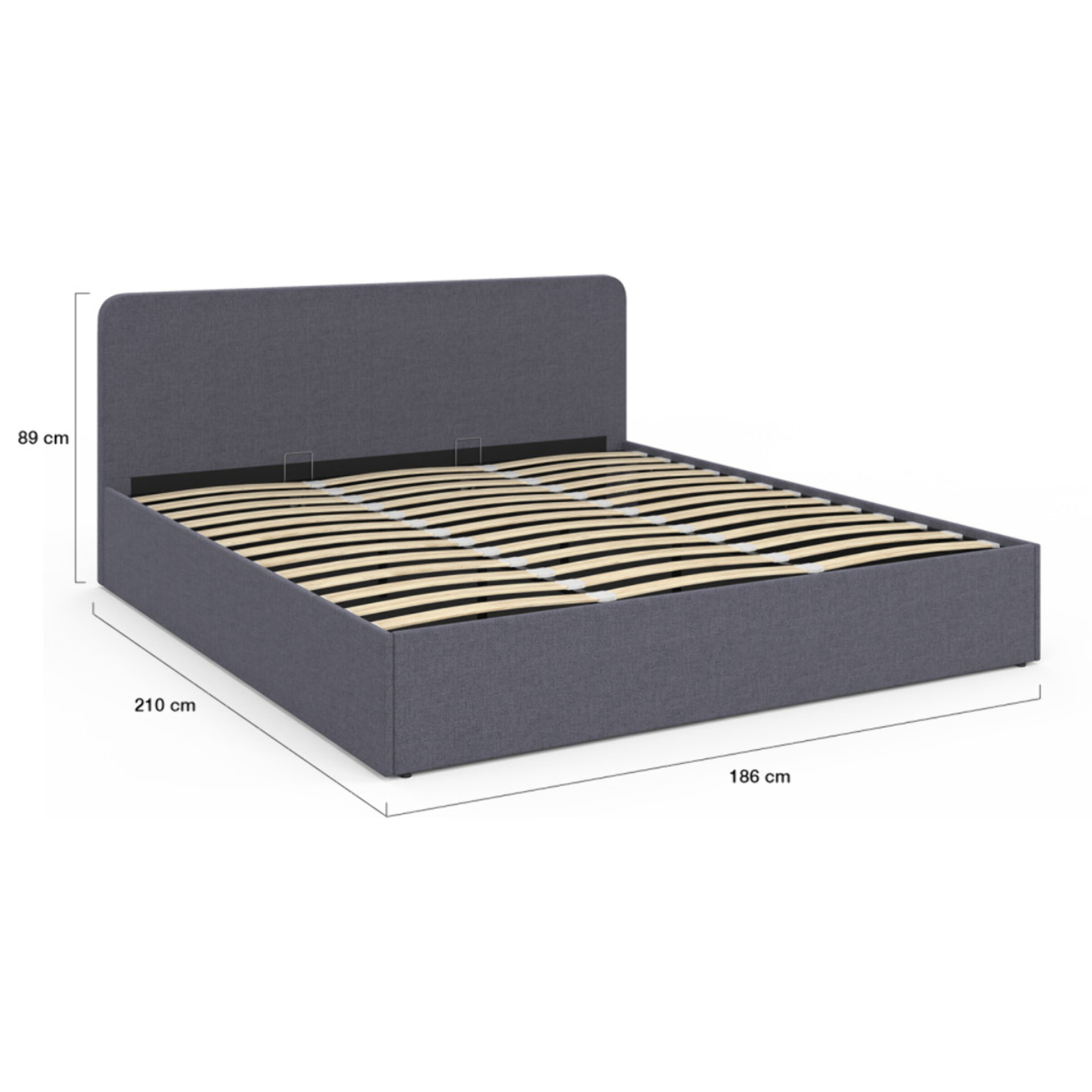 Lit coffre Louise 180x200cm tissu gris
