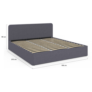 Lit coffre Louise 180x200cm tissu gris