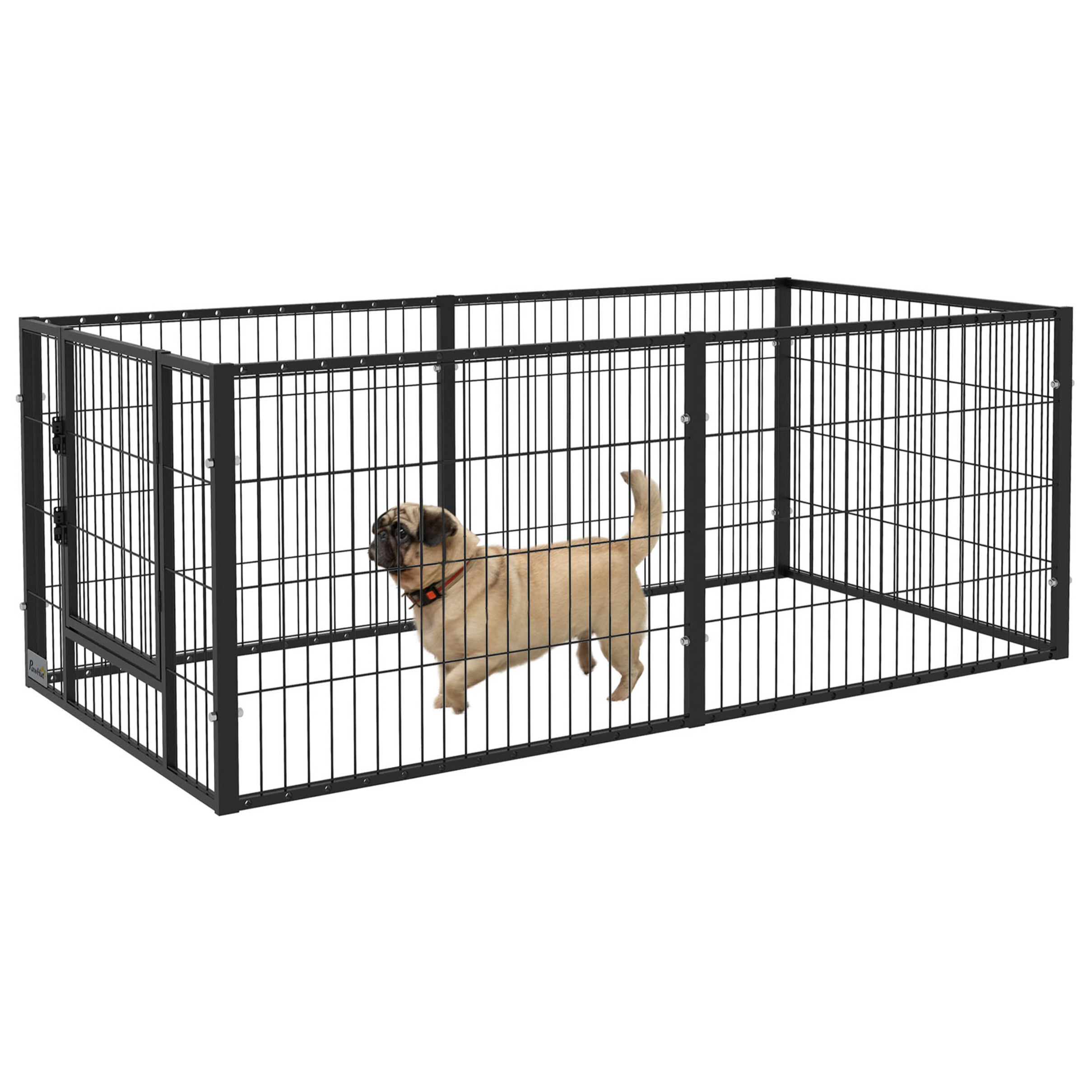 Parque para Perros de 6 Paneles Corralito para Perros Valla Metálica para Mascotas con Ancho Ajustable y Marco de Acero 82,5-150x79x61 cm Negro