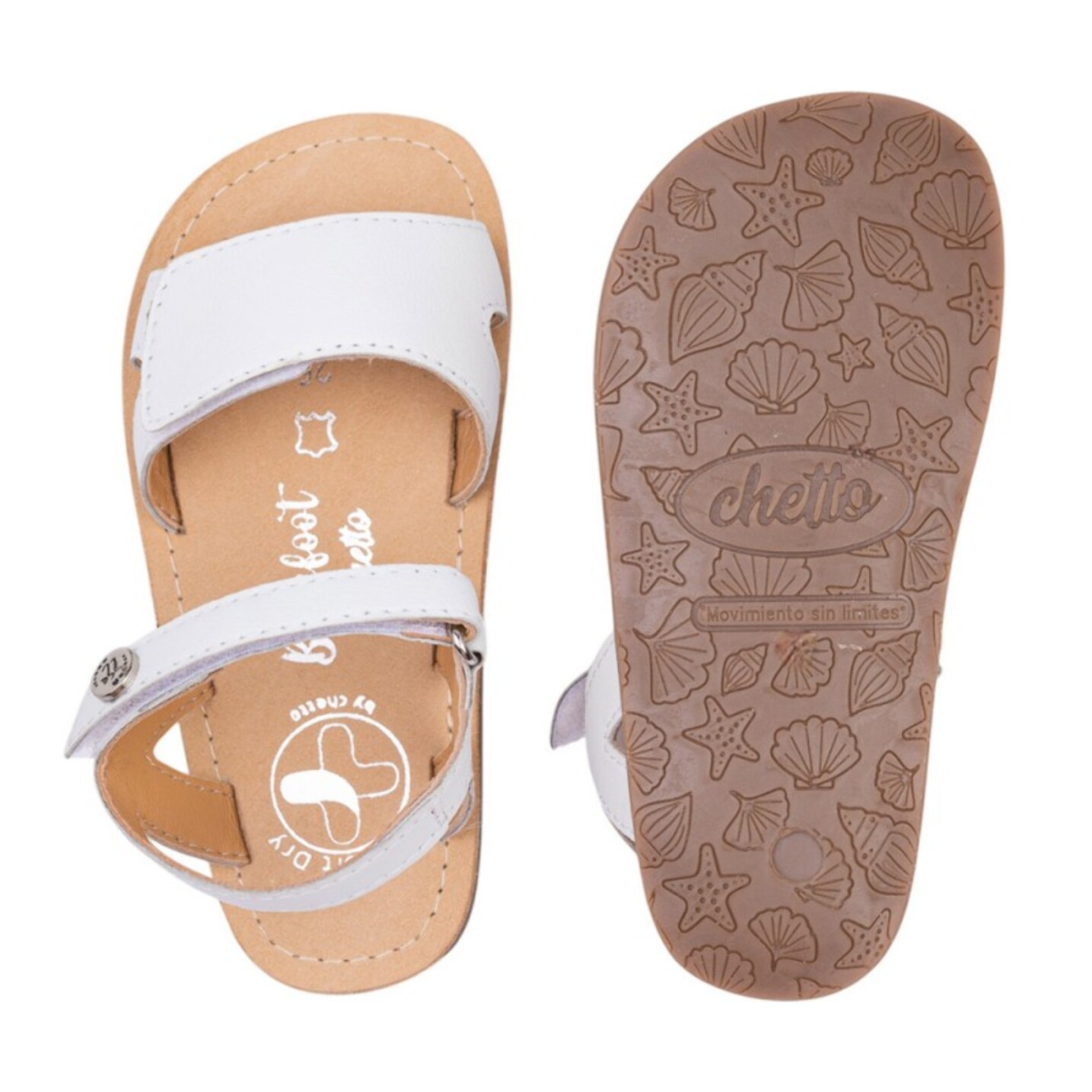 SANDALIA BAREFOOT PIEL CHETTO ESTILO CLÁSICO BLANCO