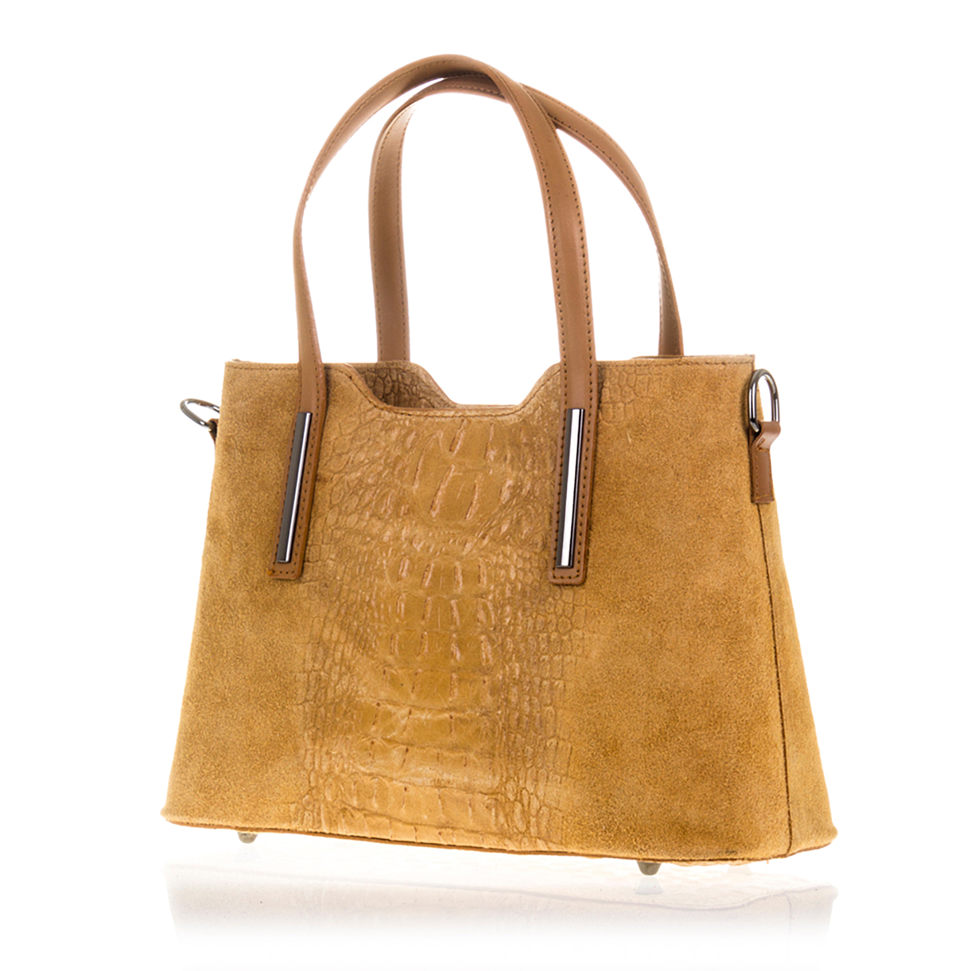 Fiesole Borsa tote Donna.Pelle autentica Camoscio Inciso Coccodrillo