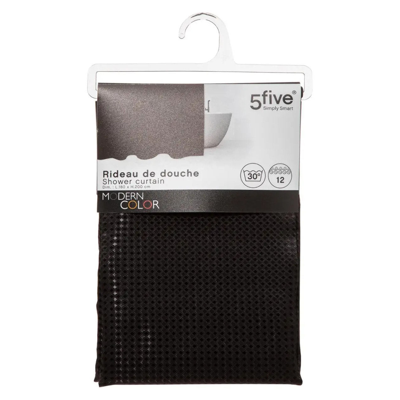 Rideau de douche 180x200cm Gris charbon Modern Color