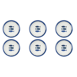 Set 6 piatti pizza Excelsa Ocean, porcellana multicolore