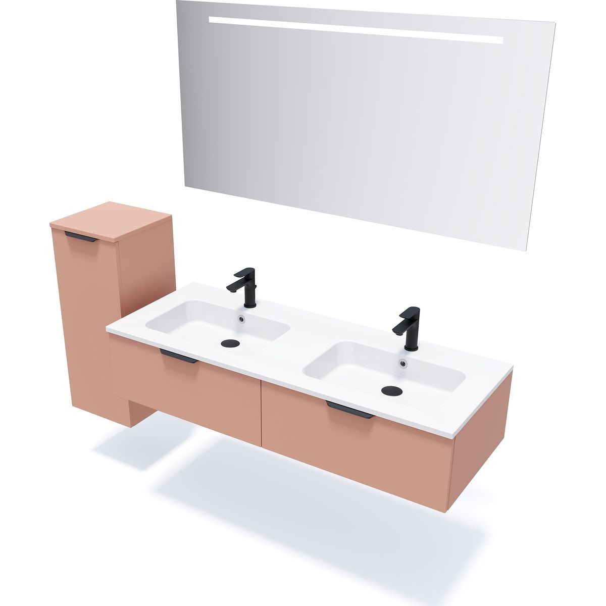 Meuble salle de bain double vasque 2 tiroirs - SOHO