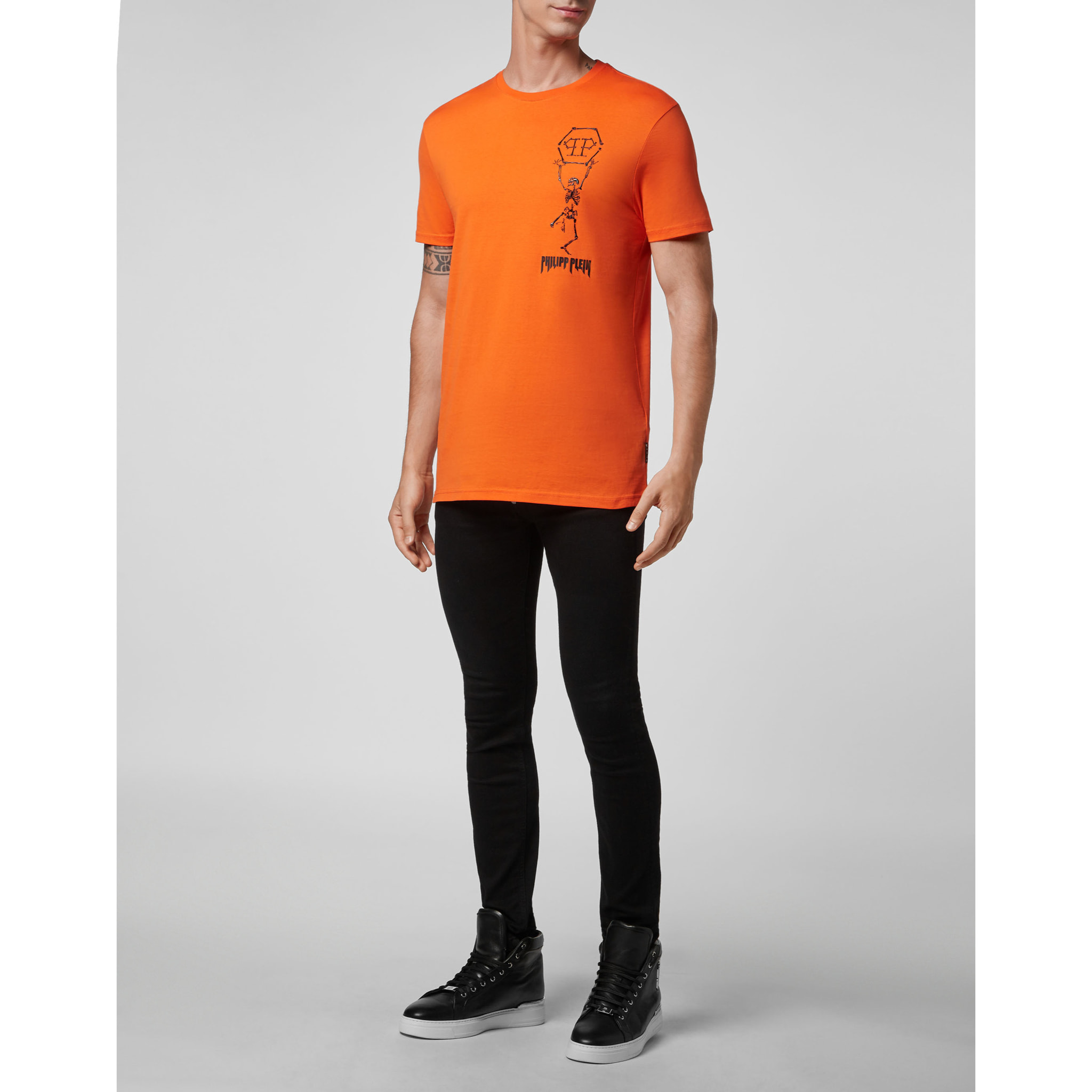 PHILIPP PLEIN T-shirt Round Neck SS Skeleton