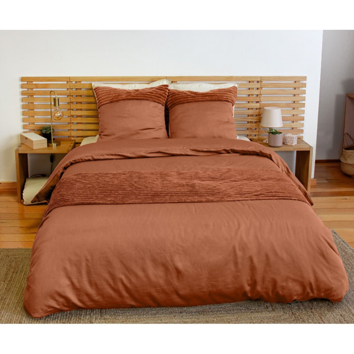 Parure housse de couette 3pcs 100% microfibre_terre 260x240 cm