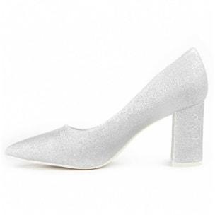 Zapato De Tacón - Plateado - Altura: 8 Cm