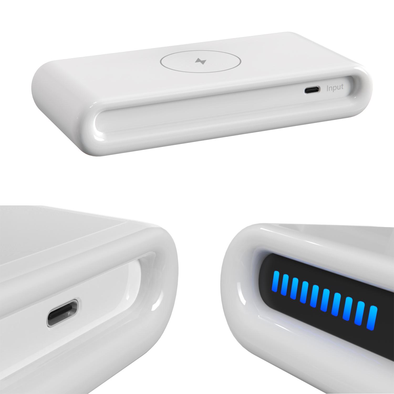 Stazione di ricarica wireless Qi da 15 W con porte di ricarica USB: 2 uscite USB e uscita USB-C.