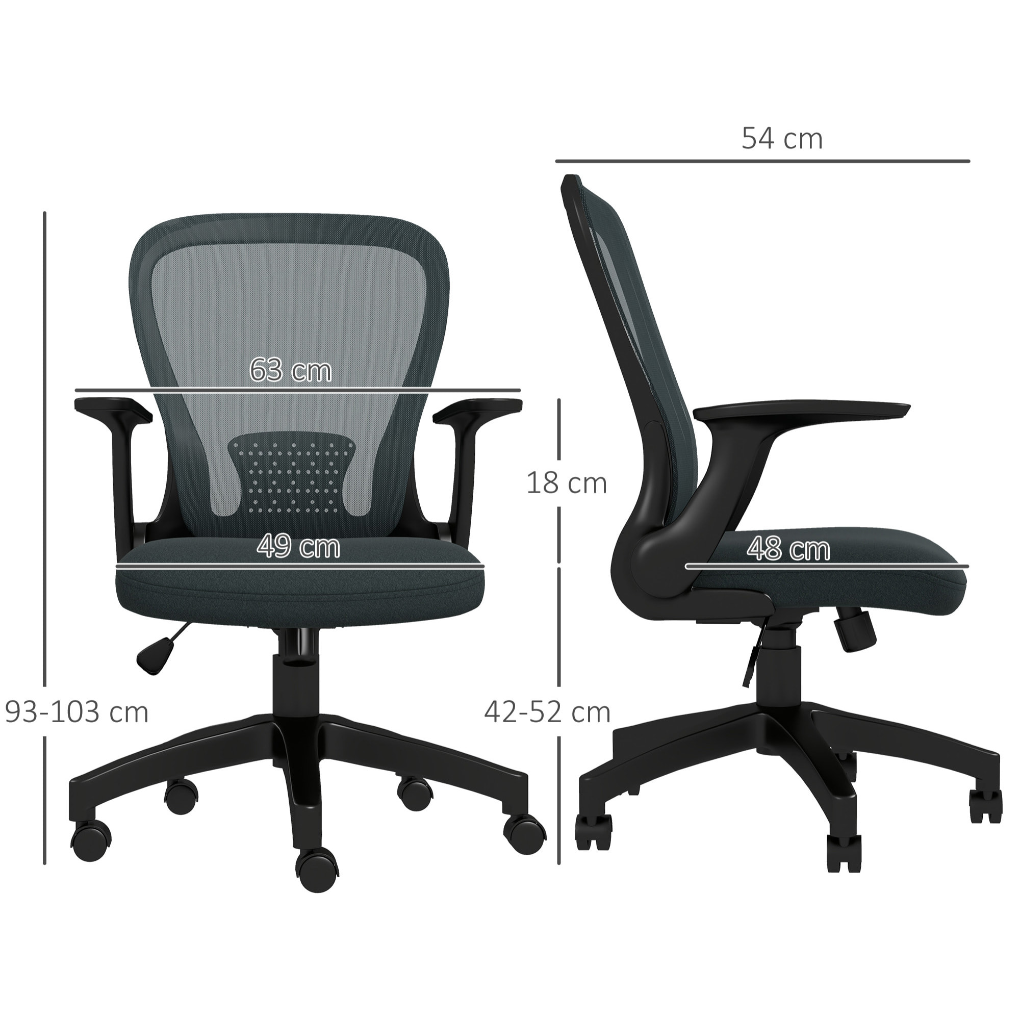 Chaise de bureau ergonomique - soutien lombaire, hauteur réglable, pivotante - noir anthracite