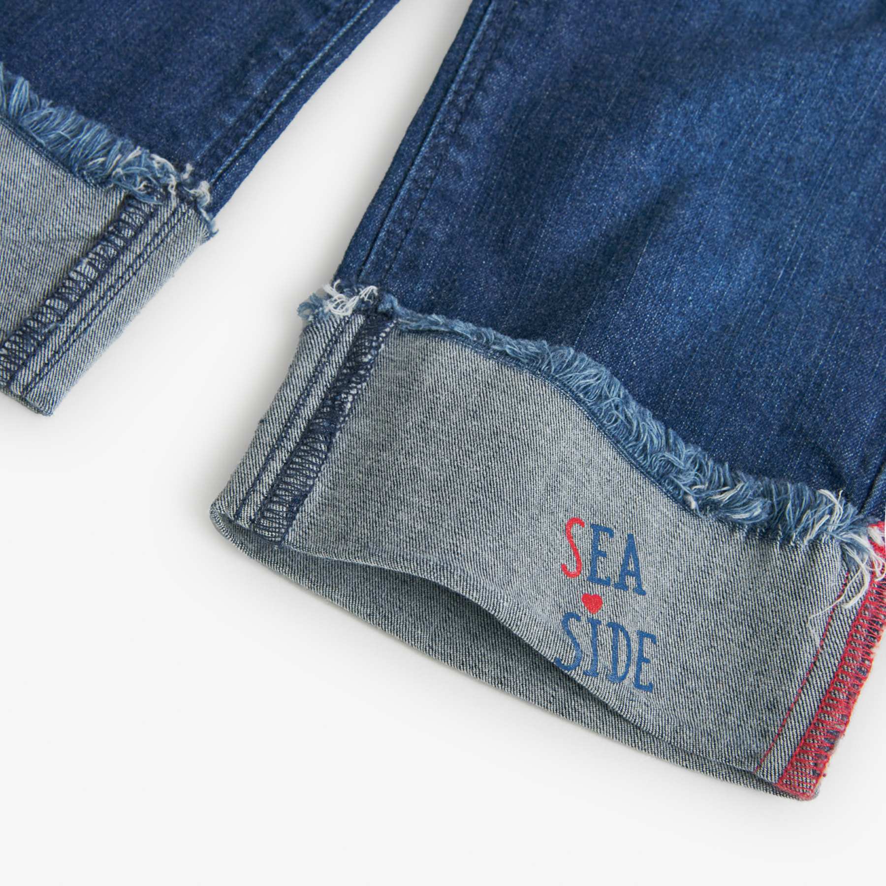 Pantalón elástico niña liso, azul, cierre de corchete