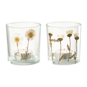 J-Line photophore Fleur Marguerite - verre - mix - small - 2 pcs