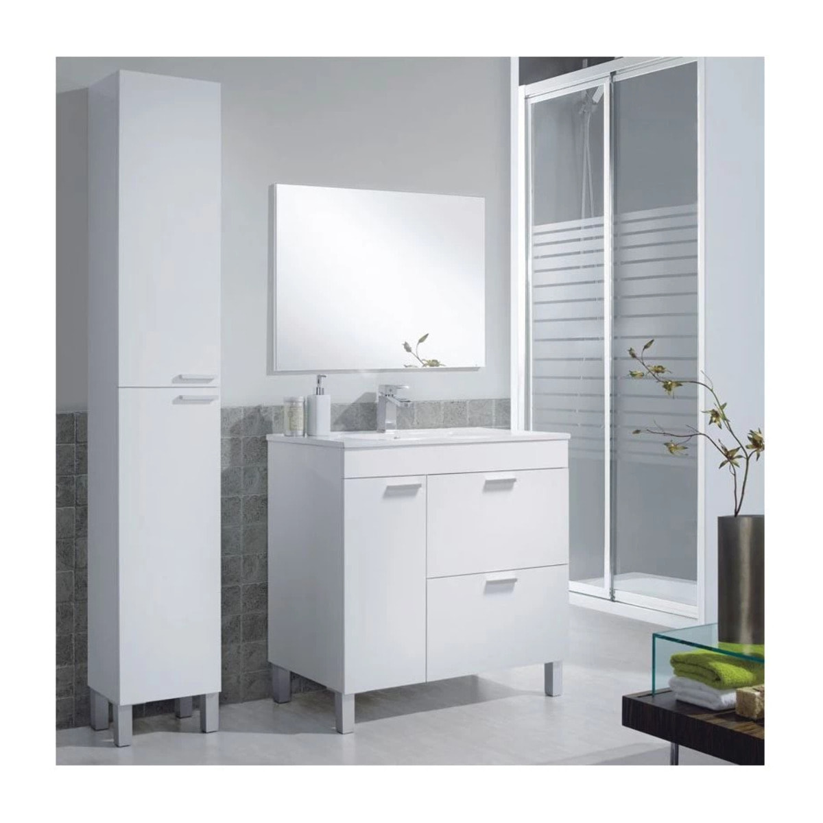 Columna de baño Koncept 2 puertas Blanco brillo