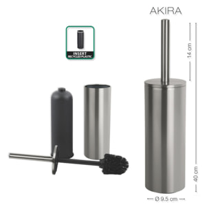 Set Poubelle à pédale 5L & Brosse Wc AKIRA Inox Brossé Spirella