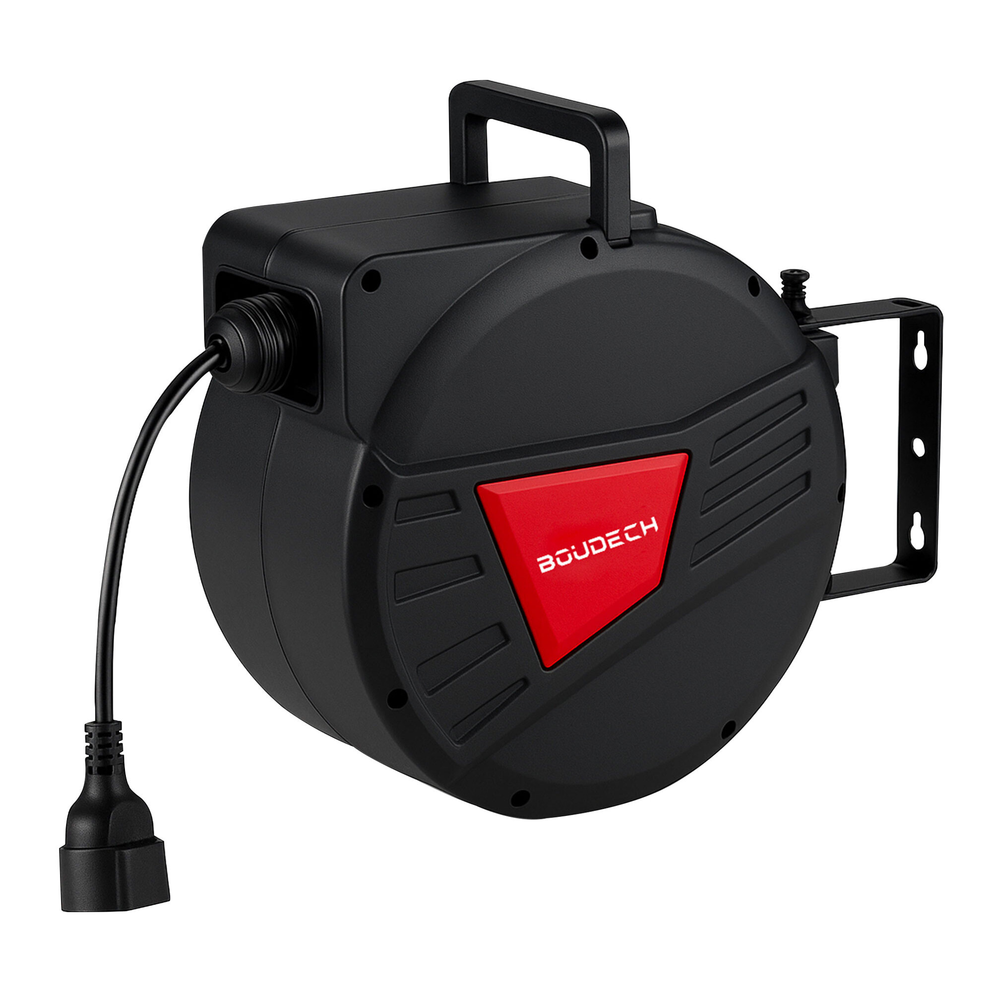 Denki 15 - Avvolgicavo Elettrico Automatico da Parete 15 m per esterno interno 250V Attacco Shuko in Polypropylene Nero