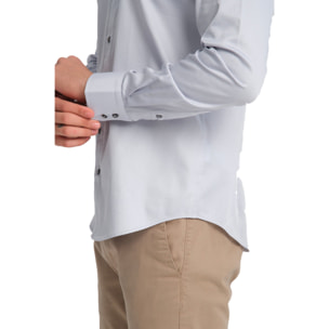 Camicia Uomo 2 Bottoni Button Down 7bottoni Doppio Coll Satin Unito Grigio