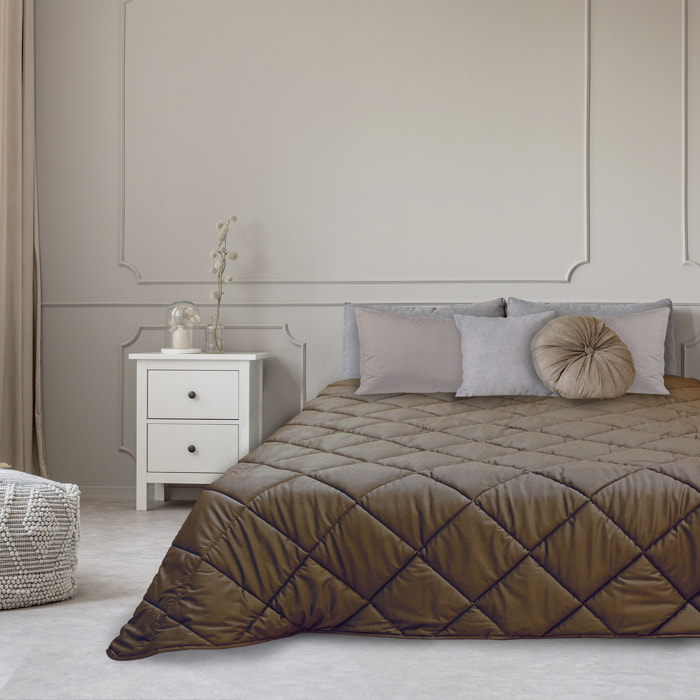 TRAPUNTA INVERNALE MATRIMONIALE IN VELLUTO MARRONE SCURO PRODOTTO ITALIANO