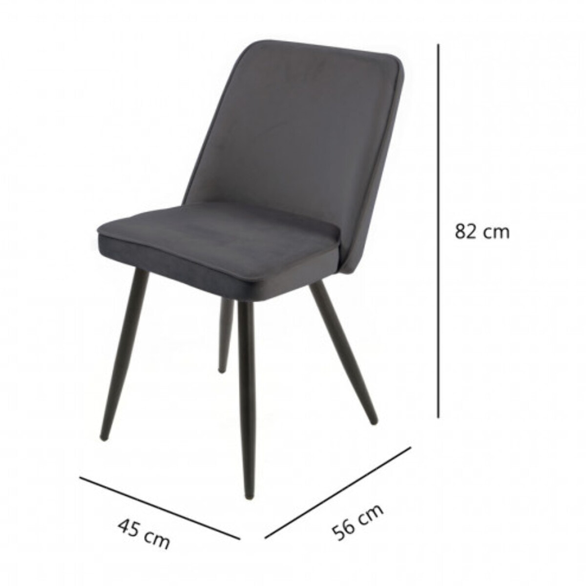 Chaise en velours avec piètement en métal noir - PETALE