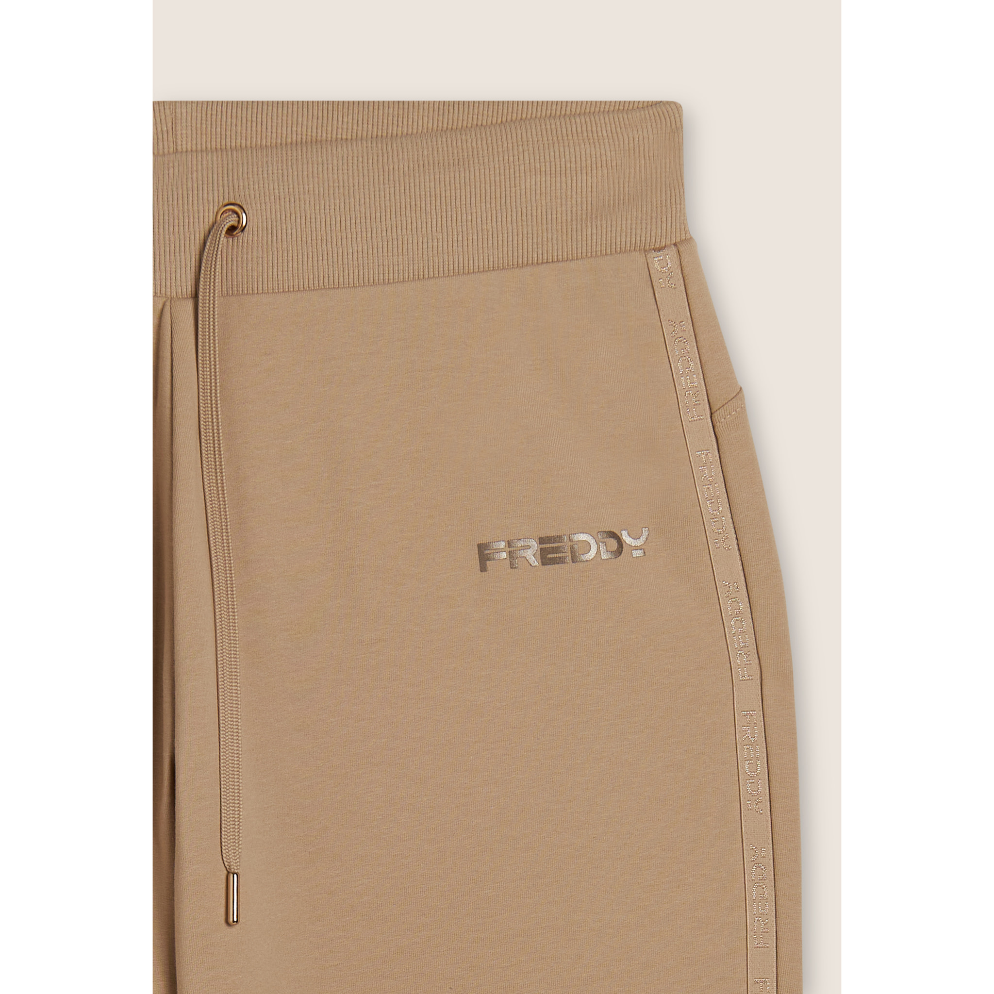 Pantaloni con fondo a costina e bande logate