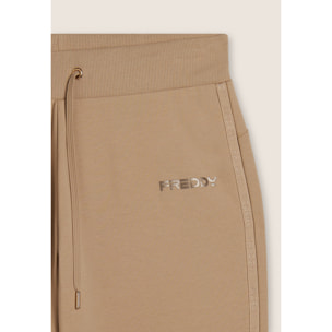 Pantaloni con fondo a costina e bande logate